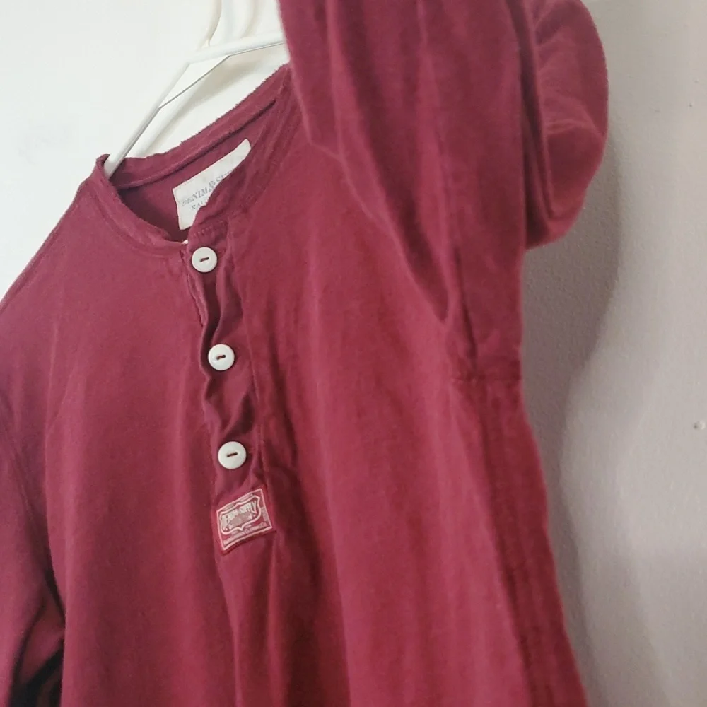 Denim & Supply Red Cotton Henley Top Size Small Buttons Closet Staple - Picture 7 of 11